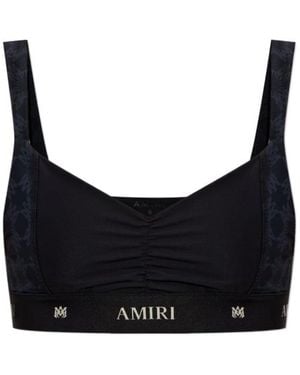 Amiri Ruched Logo Band Top - Black