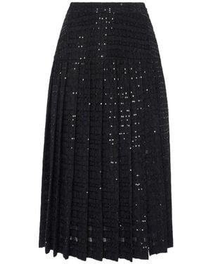 Alessandra Rich Sequin Tweed Pleated Skirt - Black
