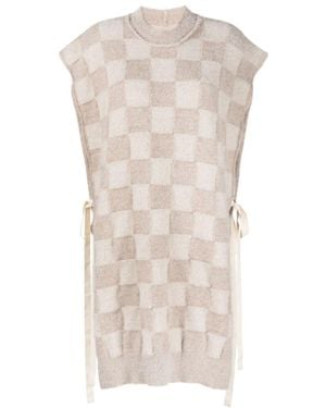 Uma Wang Checkerboard-Pattern Knitted Vest - White