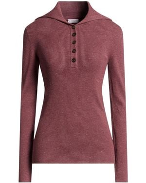 Brunello Cucinelli Casual Long-Sleeve Knit Sweater - Purple