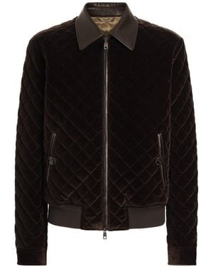 Dolce & Gabbana Quilted Velvet Bomber Jacket - Black