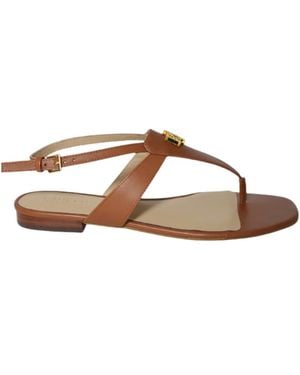 Ralph Lauren Lauren Logo Plaque Slingback Sandals - Brown
