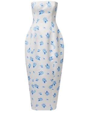 Leo Jessica Floral Bustier Gown - Blue