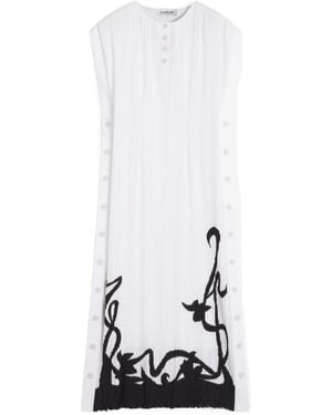 Lanvin Plissé-Effect Straight Hem Midi Dress - White