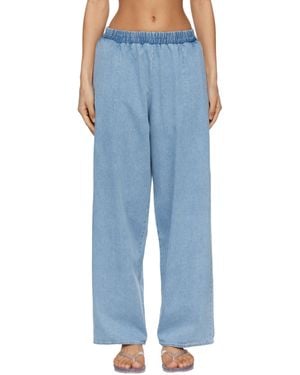 Baserange Elasticated Light Wash Trousers - Blue