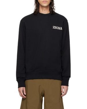 ZEGNA Rubberized-Logo Cotton Sweatshirt - Blue