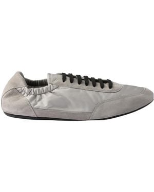 Prada Collapse Re-Nylon And Suede Elasticized Sneakers - Gray