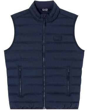EA7 Quilted Logo-Plaque Gilet - Blue