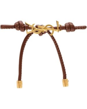 Saint Laurent Cassandre Cord Bracelet - Brown