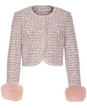 Self-Portrait Crew Neck Long-Sleeved Jacket - Pink