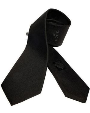 Gucci Silk Tie With Interlocking G - Black