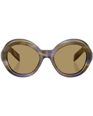 Prada Eyewear Oversized Round Frame Sunglasses - Metallic
