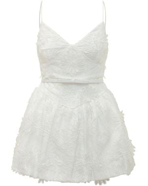 Self-Portrait Floral Organza Mini Dress - White