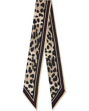 Givenchy Camel Silk Leopard Print Scarf - Black