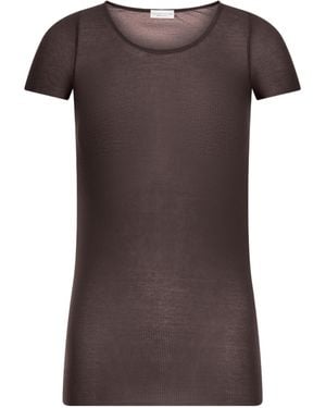 Roberto Collina Crewneck Ribbed T-Shirt - Brown