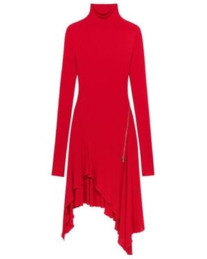 Blumarine High-Neck Asymmetric Midi Dress - Red