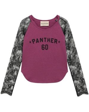 Valentino Crew-Neck Long-Sleeve T-Shirt - Purple