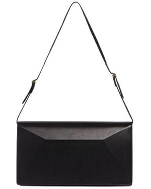 Jil Sander Logo Printed Shoulder Bag - Black
