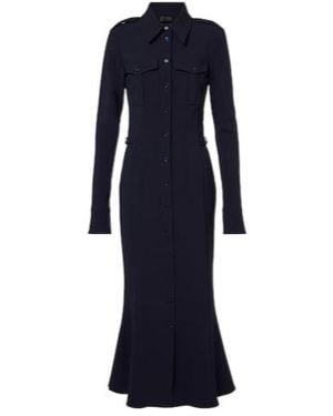 Mugler Wool-Blend Shirt Dress - Blue