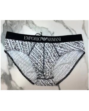 Emporio Armani Logo Printed Briefs - Metallic