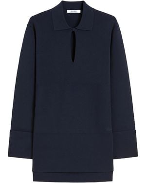 Max Mara Fuggito Keyhole Detailed Polo Top - Blue