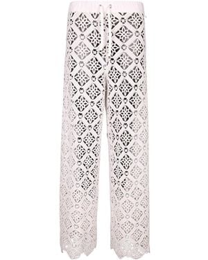 Herno Geometric Lace Wide-Leg Trousers - White