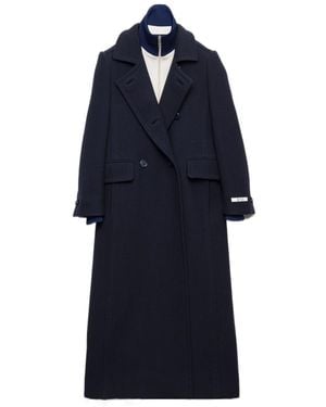 Prada Double-Breasted Long Coat - Blue