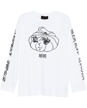 Simone Rocha Printed Long-Sleeved T-Shirt - White