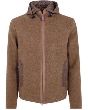 Aspesi Long-Sleeved Hooded Jacket - Brown