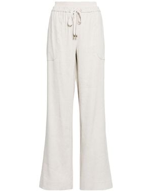 Lorena Antoniazzi Linen-Blend Wide-Leg Trousers - White