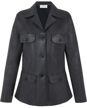 P.A.R.O.S.H. Maciock Button-Front Leather Jacket - Blue