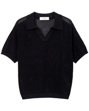 DUNST Short-Sleeved Knit Polo Shirt - Black