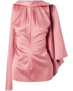 Lanvin Scarf-Detailed Draped Satin Top - Pink