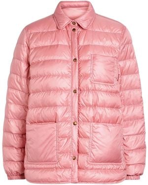 Moncler Collared Shirt-Style Lightweight Down Jacket - Pink