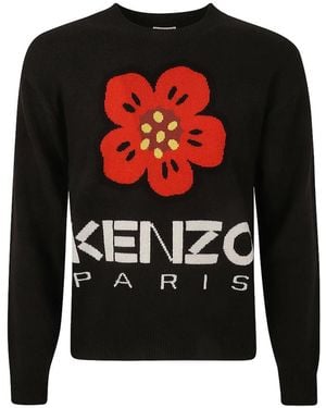 KENZO Boke Flower Intarsia-Knit Crewneck Sweater - Black