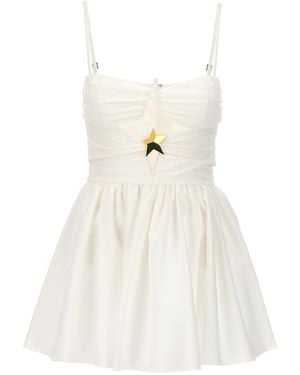 Area Cut-Out Pleated Mini Dress - White