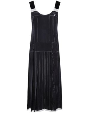 Prada Logo Printed Unlined Midi Dress - Black