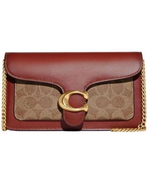 COACH Tabby Logo Plaque Clutch - Brown