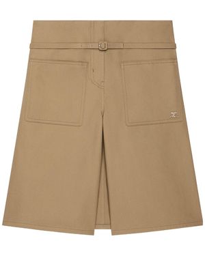 Courreges Back-Panel Belted Shorts - Natural