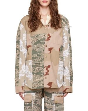 Marine Serre Camouflage-Print Panelled Overshirt - Natural