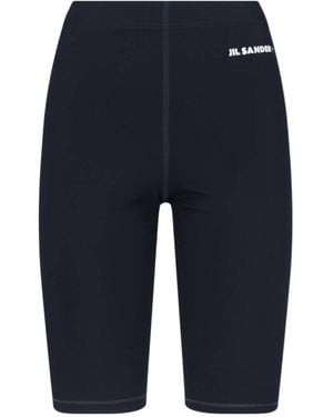 Jil Sander Logo Printed Biker Shorts - Blue