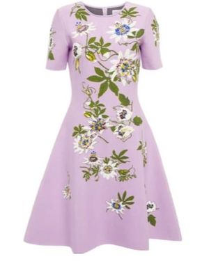 Oscar de la Renta Floral Jacquard Knit Minidress - Purple