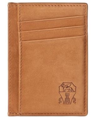 Brunello Cucinelli Embossed Leather Card Holder - Brown