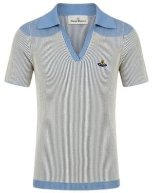 Vivienne Westwood Striped Knit Polo Top - Blue