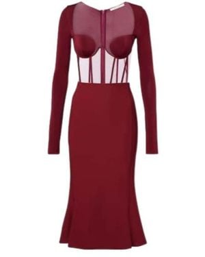 Nensi Dojaka Panelled Corset Dress - Red