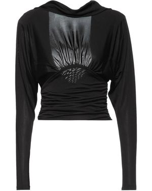 Saint Laurent Solid Colour Long Sleeve Cropped Top - Black