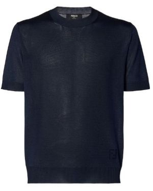 Fendi Short Sleeved Knitted Jumper - Blue