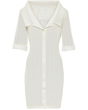 Jacquemus Manta Plain Knit Shirt Dress - White