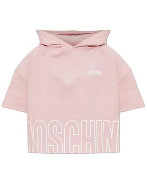 Moschino Logo Cropped Short-Sleeve Hoodie - Pink