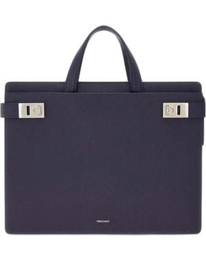 Ferragamo Double-Handle Briefcase - Blue